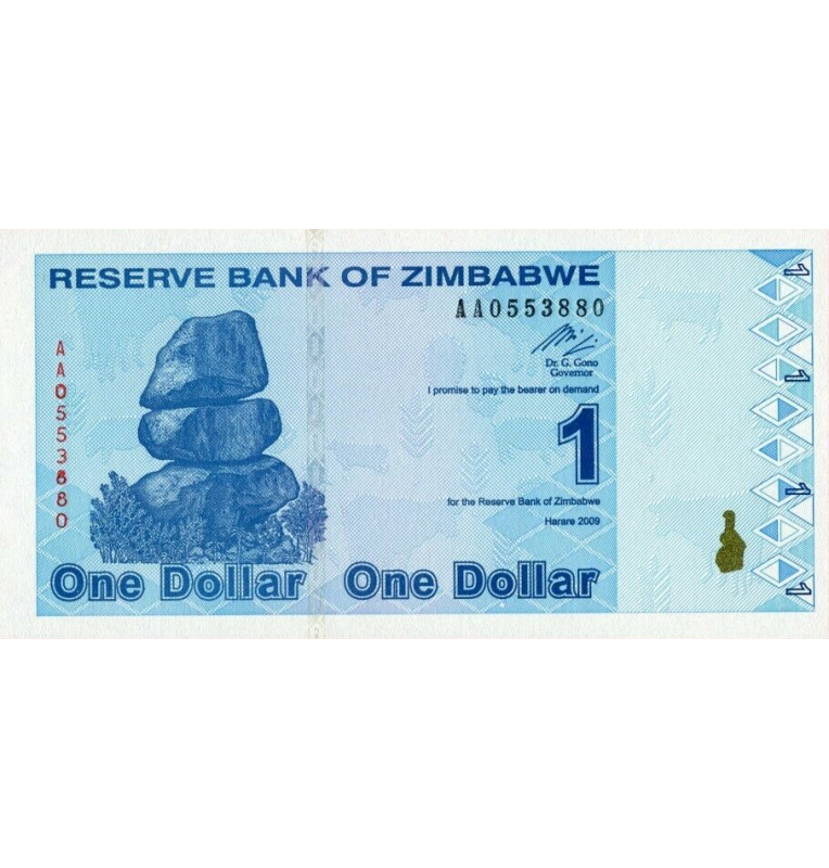 Zimbabwe 1 Dollar 2009 Pick 92